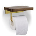 SouYuuKai トイレットペーパーホルダー 米国産クルミの木 壁掛け 紙巻器 木製 穴開け不要 おしゃれ 棚付き 小物置き 洗面所 浴室用 耐荷重5KG 一連