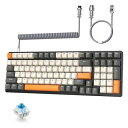 K3 有線メカニカルキーボード ゲーミングキーボードコンパクト カスタムコイル状USB Cケーブル100キーアンチゴースト 10 レインボーLEDバックライト付き USB 有線キーボード テンキー付き クラシックなタクタイルブルースイッチ ABS カ
