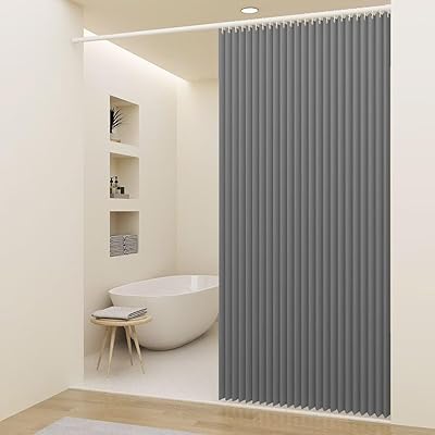 シャワーカーテン 200cm丈 100cm幅 防水 防カビ 間仕切りカーテン 防寒 保温おしゃれ 浴室カーテン リング付属 形状記憶加工 無地 北欧 目隠し用 厚手 取り付け簡単 風呂カーテン バス用品 バスルーム カーテン シンプル グレー