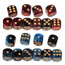 多面体 サイコロ 20枚入 6面ダイス 16mm 2色 ボードゲーム 神話TRPG Dungeons and Dragons テーブルゲーム用 (ブルー ブラック+レッドブラック)