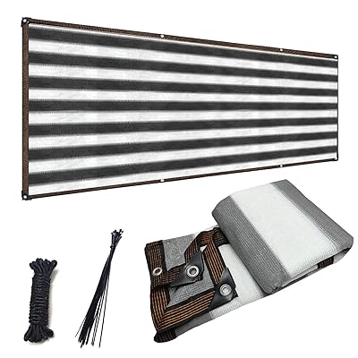 ベランダ目隠し 0.8M*2.5M 遮光ネット グレーと白 プライバシー保護 日除けシェード 厚みを増した バルコニー マンション UVカット シェード 50CMごとに1つのロープ穴