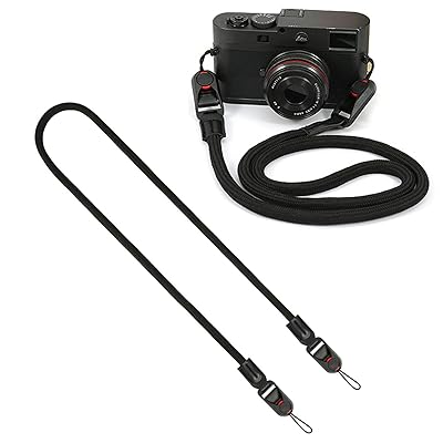 カメラストラップ カメラネックストラップ アンカー設計 三角リング付き 3層構造 一眼レフカメラ クライミングロープ ミラーレス一眼/高級コンパクトデジカメ用 斜め掛けストラップ 長さ調整が可能なショルダーストラップ（ブラック）