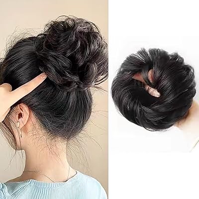 お団子 ウィッグ ウィッグ つけ毛 髪飾り 和装 シニヨン 部分 ボリュームアップ ポイントウィッグ 結婚式 成人式 結納 人気 レディース 簡単 自然 感 ピッタリな髪型 (ブラック, カーリーヘア)