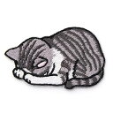 1個 かわいい刺繍入りグレー猫パッチ 衣類用詰め合わせ 小さな刺繍入りアイロン接着動物アップリケパッチ 衣類ステッカー アイロン接着バッジ