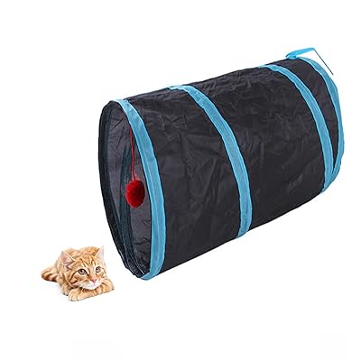 猫トンネル 長い レインボー トンネル 50cm 可水洗いS形長い2穴付き 折りたたみ式 キャットトンネル 収..