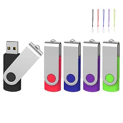 USBメモリ 32GB 5個セット フラッシュメモリ USB2.0 フラッシュドライブ 360° 回転式 5色 (32GB, 5個セット)