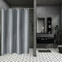 シャワーカーテン 90x150cm 目隠し 遮像 防カビ 防水 風呂カーテン お風呂用カーテン 軽量 速乾ング付き 無地 グレー