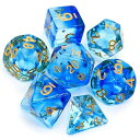 7個 多面体のダイス サイコロ 16mm D20 D12 D10 D8 D6 D4 Dungeons and Dragons 、DND、 TRPG、 MTGなどテーブルゲーム用 (透明 ブルー)