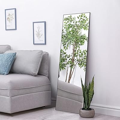 全身鏡 立掛け 姿見鏡 全身ミラー 壁掛け鏡 ドアミラー上アルミ合金フレーム おしゃれ スタイリッシュ ..