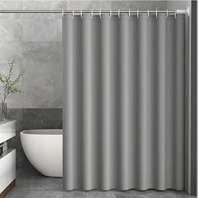 シャワーカーテン 防水防カビ加工 カーテンリング付属 シャワールーム用カーテン 浴室カーテン バスルーム バスタブ リング付属 お風呂場 浴室の目隠し (グレーの, 丈150 cm x 幅120 cm)
