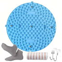 足つぼマット 足ツボマット 指圧ボード 初心者五点セット 37/43/58CM ヨガソックス 吸汗速乾タオル 壁掛けフック 人間工学指圧パッド 足のリラックス 折りたたみ コンパクト 指圧板 家庭用 円形 ヨガソックス付 (ブルー37cm)