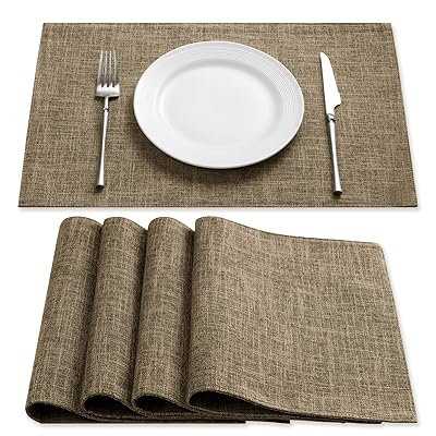 ランチョンマット おしゃれ 無地 和風 シンプル 飾り 布製 二層生地縫製 滑り止め 断熱 厚手 お手入れ簡単 丸洗い 収納可 学校用 家庭用 食堂 幼稚園 レストラン ホテル キッチン ピクニック プレースマット 30x46cm 2枚セット ブラウ