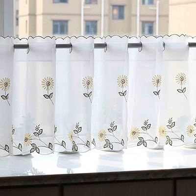 カフェカーテン レース 小窓 カフェカーテン43cm丈 おしゃれ 飾り キッチン トイレ 目隠し 小窓用カーテン喫茶店 洗面所 店舗飾り (43CM丈*110CM幅)