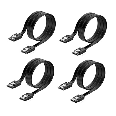 SATA 3ケーブル シリアルケーブル 4本セット (ストレート型) シリアルATA3ケーブル 抜け落ち防止 ハードディスク/光学ドライブ 最適 ラッチ付 50cm 高速 6Gbps対応 HDD SSD S-ATA III データ コード (ブラック