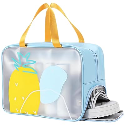 プールバッグ 女の子 半透明 ビーチバッグ 子供 水泳用 乾湿分離 ビニールバッグ かばん 手提げ 果物柄..