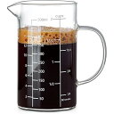 計量カップ500ML ハンドル付き グラス ショットグラス ショットグラス エスプレッソ 計量カップ 目盛り付き 厚み強化 耐熱ガラス