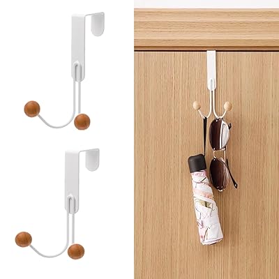 ドアハンガー ドアフック扉 フックドア ハンガー掛け カバン掛け フック タオル バッグ 収納 取付け簡単 帽子 傘 工具不要 省スペース おしゃれ (ホワイト 2個セット フォークデザイン)
