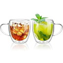 ダブルウォールグラス 250ml 2個セット 保冷 保温 耐熱 二重 グラス ダブルウォール コップ 結露しないグラス 二重グラス アイスコーヒー グラス マグカップ ガラス 二重構造 二重ガラスコップ 2重 グラスコップ ティーカップ タンブラーグ