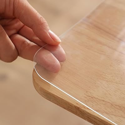 テーブルクロス 透明 55x100cm 厚さ1.5mm PVC製 テーブルマット 長方形 デスクマット 無臭 ビニール 矩形 テーブルカバー 防水 汚れ防止 撥水加工 (透明 1.5mm, 55*100cm)