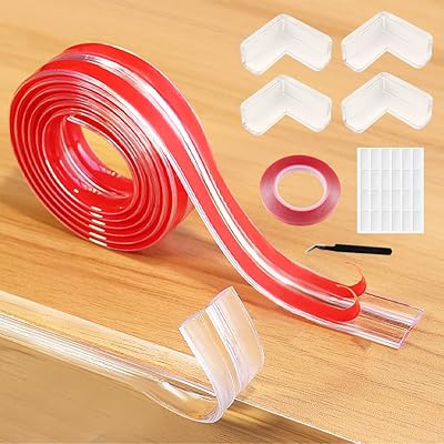 コーナーガード 透明 コーナークッション 【2M+4個L型 コーナーガード】 PVC 衝撃吸収 赤ちゃ 角ガード 保護 ケガ防止 超強力接着剤 保育園 安全対策 家具の角を保護 強力両面テープ付き ピンセット付き 取り付け簡単 取り外し可能 無害 安