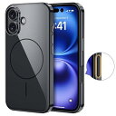 【米軍規格・MagSafe対応】 iPhone 16 用 ケース カメラコントロールカバー付き、スリムフィット、傷つけ防止 超薄型 軽量 ワイヤレス充電対応 アイフォン16 ケース ミッドナイトブラック