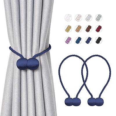 カーテンタッセル マグネット カーテン ふさかけ カーテン タッセル おしゃれ カーテンホルダー カーテン とめ具 カーテン留め 飾り カーテンアクセサリー ロープタッセル 2個セット ブルー