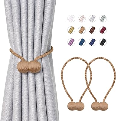 カーテンタッセル マグネット カーテン ふさかけ カーテン タッセル おしゃれ カーテンホルダー カーテン とめ具 カーテン留め 飾り カーテンアクセサリー ロープタッセル 2個セット ライトブラウン