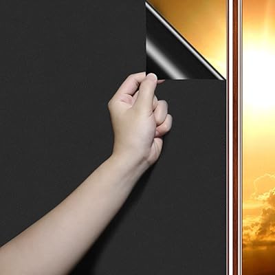 遮光シート 窓ガラス目隠しフィルム 超遮光フィルム 窓 剥がせる uvカット 光漏れない 日よけ 目隠しシート 貼ってはがせる すりガラス調 水で貼れる 結露防止 飛散防止 外から見えない (黒 90×300cm)