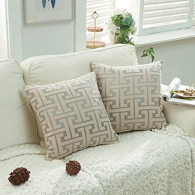 クッションカバー 45×45cm シェニール生地 幾何学模様 モノグラム柄 おしゃれ 柔らかい北欧 可愛い ソファ背当て 装飾枕カバー ピロケース 車 椅子 イ...