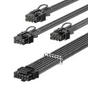 PCIe 5.0 GPU電源ケーブルスリーブ70cm|16pin (12+4) 12VHPWR コネクタ RTX 3090 Ti 4080 4090用|3x8pin (6+2) PCI-eオスプラグ ASUS EVGA Seasonicモジュラー電源