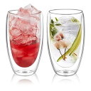 ダブルウォールグラス 450ml 2個セット 保冷 保温 耐熱 二重 グラス ダブルウォール コップ 結露しないグラス 二重グラス アイスコーヒー グラス マグカップ ガラス 二重構造 二重ガラスコップ 2重 グラスコップ ティーカップ タンブラーグ(3)