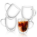 タンブラー 350ml 4個セット グラスカップ コーヒーコップ ミルクコップ マグカップ 二重構造 保冷 保温 断熱 結露しないグラス 二重グラス ダブルウォール アイスコーヒー グラス タンブラー マグカップ ガラス グラスコップ ホーム用 オフ