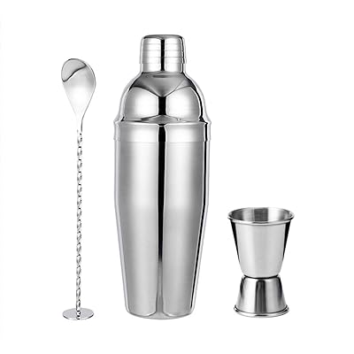 カクテルシェイカー 3点セット カクテルシェーカー550ml メジャーカップ15/30ml バースプーン 20.5cm ステンレス製 cocktail set ...