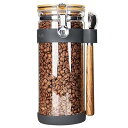 KKC コーヒーまめ 豆 保存容器 500g 密閉 ガラス コーヒー豆キャニスター 密閉性が良く コーヒー粉 穀物 抹茶 砂糖 小麦粉 プロテイン 乾燥した花 ナッツなどの乾物を保存するのに適しています 1500ML
