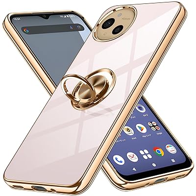 AQUOS sense9 SH-53E / SH-M29 用 ケース リング付き アクオスセンス9 カバー スマホケース スタンド機能 薄い 車載ホルダー 対応 携帯カバー 軽量 ストラップ穴付き おしゃれ ・ ピンク