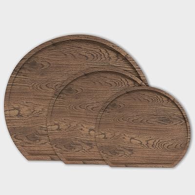 【ひなたライフ】半月盆 お盆 トレー 半月膳 木目調 : 3個サイズセット-36cm、32cm、28cm 木目調 食器 漆器 会席 配膳 おうちカフェ お正月 来客用 シンプル おもてなし テーブルコーディネートおもてなし ナチュラル シンプル おし