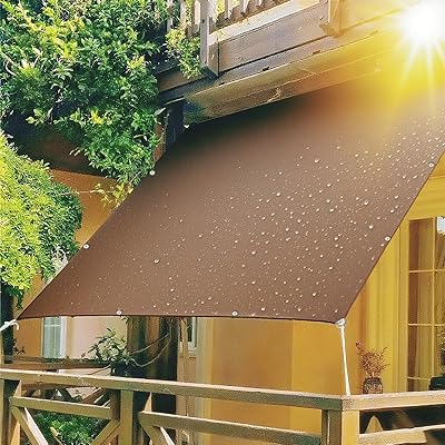 日除けシェード 屋外 サンシェード ベランダ 400Dポリエステル PU塗装 2層撥水加工 接合部水漏れ防止 紫外線UVカット 雨よけシート ベランダ・屋外・玄関 ・家 窓 ・マンション・庭に適用 簡単設置 固定ロープ 付属 （2×2.5m モカ色）