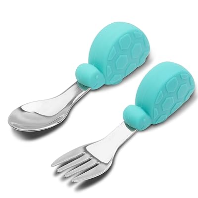 赤ちゃん用ベビースプーンフォークセット 幼児用スプーンフォーク 握りやすい初めての離乳食用具 離乳食 訓練 自分で食べる 子供用 ベビースプーン (緑-カメ) 赤ちゃん用ベビースプーンフォークセット 幼児用スプーンフォーク 握りやすい初めての離乳食用具 離乳食 訓練 自分で食べる 子供用 ベビースプーン (緑-カメ)