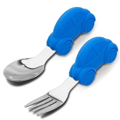 赤ちゃん用ベビースプーンフォークセット 幼児用スプーンフォーク 握りやすい初めての離乳食用具 離乳食 訓練 自分で食べる 子供用 ベビースプーン (ブルー-車) 赤ちゃん用ベビースプーンフォークセット 幼児用スプーンフォーク 握りやすい初めての離乳食用具 離乳食 訓練 自分で食べる 子供用 ベビースプーン (ブルー-車)
