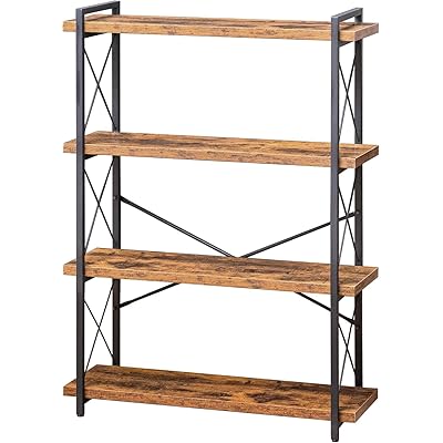 オープンラック オープンシェルフ 4段 幅90 木製 収納 棚 おしゃれ 本棚 オープンラック キッチンラック リビングラック 木目調 組立簡単 古木色