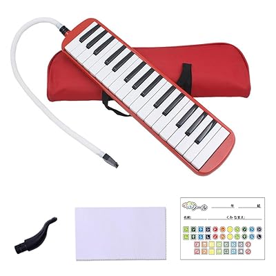 鍵盤ハーモニカ 32鍵 小学校 幼稚園 こども用 軽量本体 メロディ ふき口 ホース 卓奏 立奏 通学に優しいケース 音階シール ABS樹脂 ピアニカ