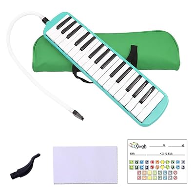 鍵盤ハーモニカ 32鍵 小学校 幼稚園 こども用 軽量本体 メロディ ふき口 ホース 卓奏 立奏 通学に優しいケース 音階シール ABS樹脂 ピアニカ