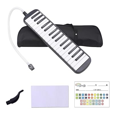 鍵盤ハーモニカ 32鍵 小学校 幼稚園 こども用 軽量本体 メロディ ふき口 ホース 卓奏 立奏 通学に優しいケース 音階シール ABS樹脂 ピアニカ