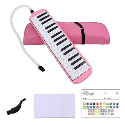 鍵盤ハーモニカ 32鍵 小学校 幼稚園 こども用 軽量本体 メロディ ふき口 ホース 卓奏 立奏 通学に優しいケース 音階シール ABS樹脂 ピアニカ