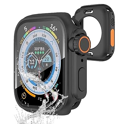 対応 Apple Watch カバー Series 11 10 (46mm) アップルウォッチ カバー 360°防水ケース PC+ガラス素材 数秒でUltra一体型 装着簡単 耐衝撃 全面保護 Apple Watch ケース対応 (46mm,ブラック