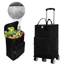 【5輪+大容量45L+保温保冷+EVAライニング】ショッピングカート 買い物カート 横押し ショッピングカート 高齢者 長さ調節3段階 保冷保温 防水 360度...