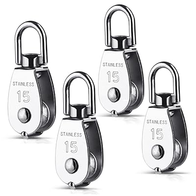 滑車 M15 ローププーリー スイベル式 ステンレス滑車 豆ブロック 耐荷重70kg 四個セット