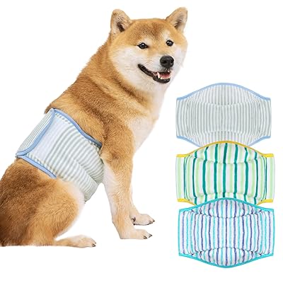PET 犬用マナーベルト 雄犬用おむつ 犬用オムツカバー 男の子 お散歩 お外出 室内 おでかけ 介護 発情期 通気性 吸水性良い 再利用可能（（新）グレーボーダー L）