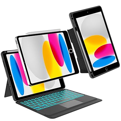 高級版「横/縦両方対応」iPad 第11世代 (A16) キーボード iPad 第10世代 キーボード ケース 10.9インチ タッチパッド搭載 超薄 軽量 分離式 ワイヤレス bluetoothキーボードカバー 多角度調整 バックライト付き Pen