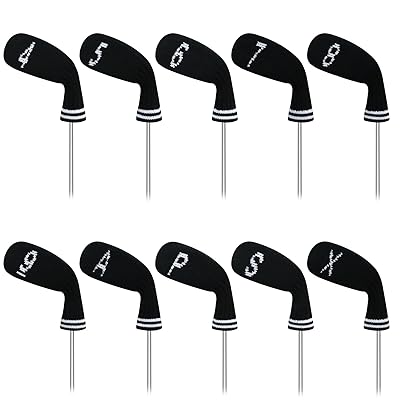 LeFeng 10ピース 4-9/A/P/S/X ニットゴルフアイアンヘッドカバーセット 軽量で丈夫な素材 複数パターン ゴルフクラブヘッドカバー (ブラック)